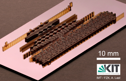 Substrate with 25 refractive X-ray lenses made by LIGA